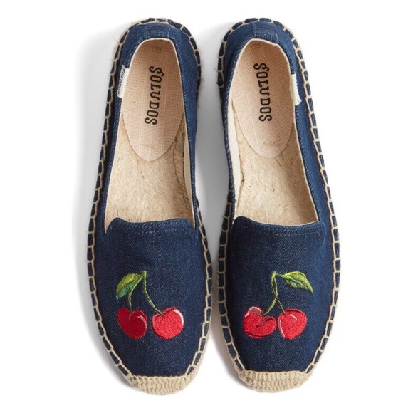 Soludos Shoes - Soludos Denim Cherry Smoking Slipper Espadrille